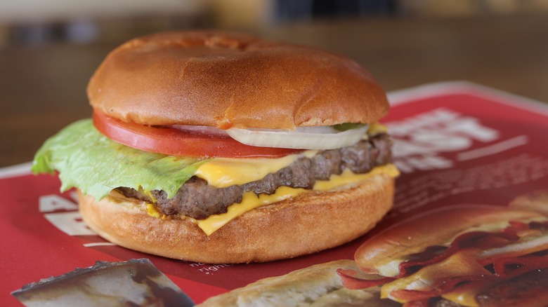 Dave's single burger melty cheese