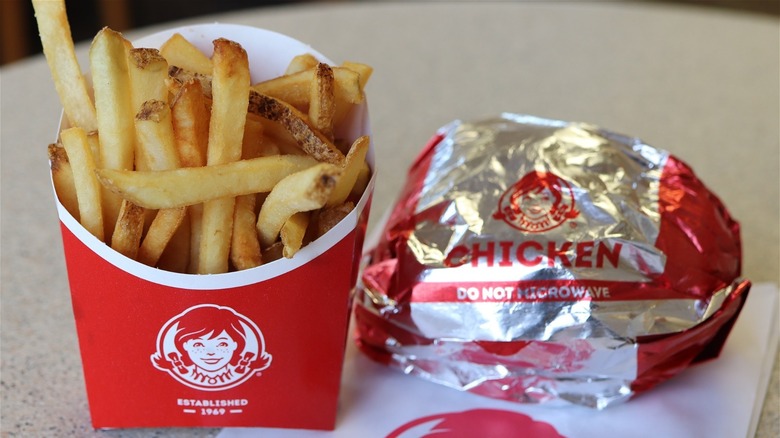 Wendy's chicken sandwich and fries