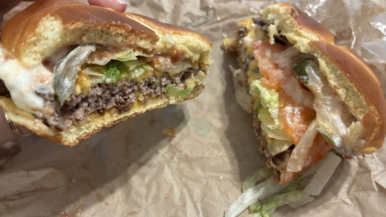 Dave's Single from Wendy's cut in half