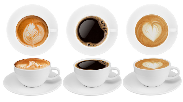 Assorted depictions of coffee art