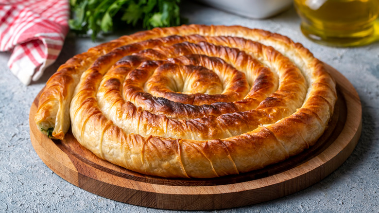 Bosnian burek coiled pastry