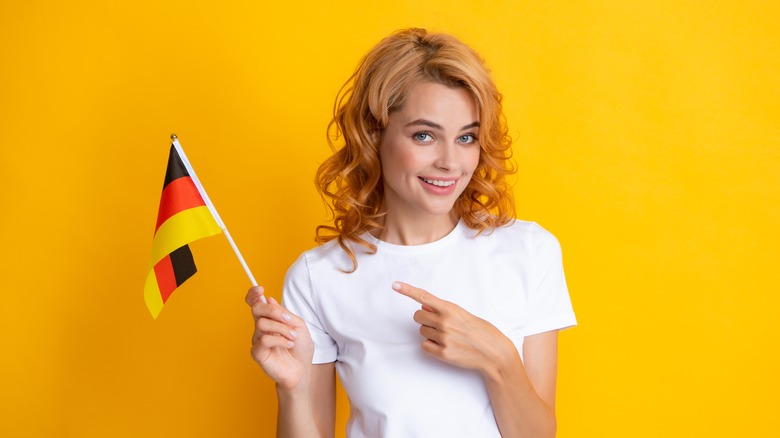 Woman with German flag