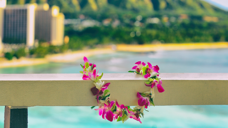 Hawaiian Lei and ocean view