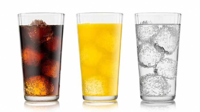 Soda, fizzy orange drink, seltzer