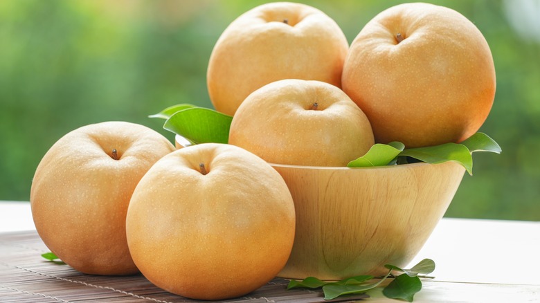 Asian pears in a bowl