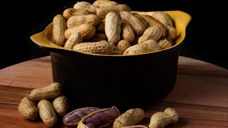 A large bowl of peanuts