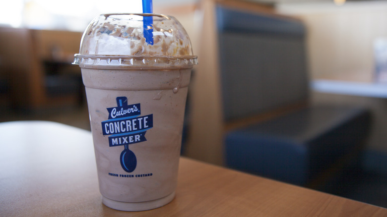 Plastic cup with Culver's dessert
