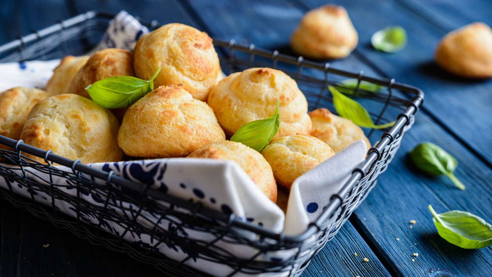 Gougères in  a basket