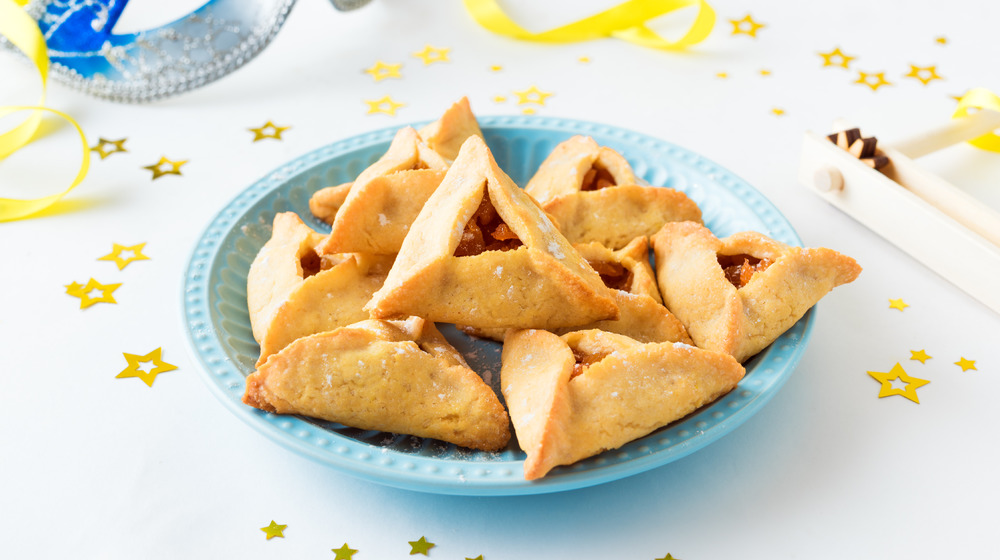 Plated hamantaschen for purim