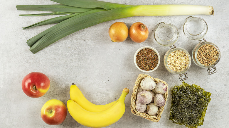 Prebiotic foods on table