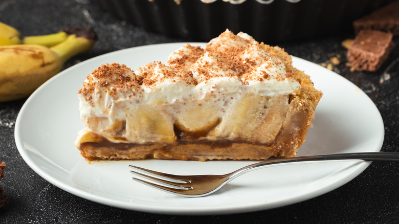 Banoffee pie slice on plate