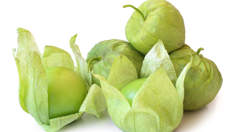 Fresh tomatillos in the husk