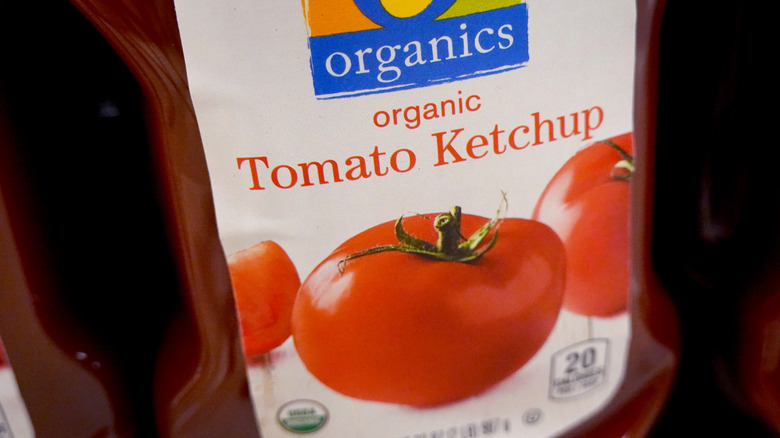 Organic ketchup in a bottle 