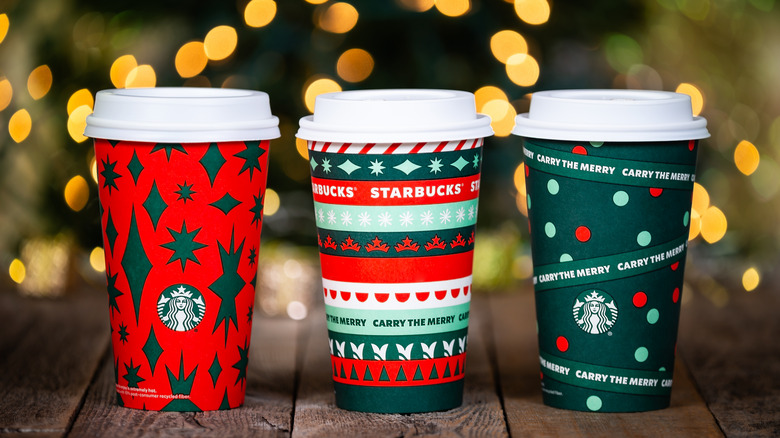 Starbucks holiday themed cups