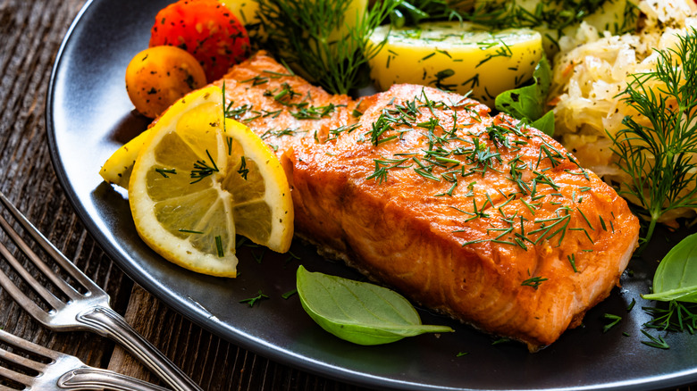 fillet of salmon with fresh sides