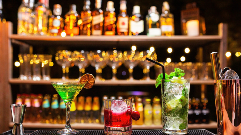 bar with cocktail lineup