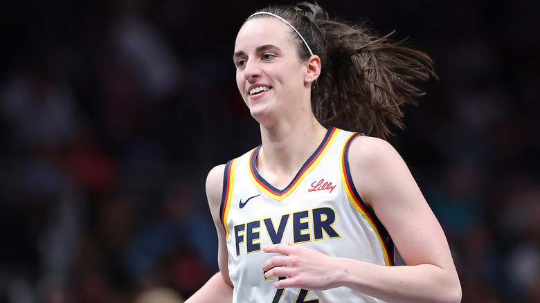 caitlin clark smiling contently iowa