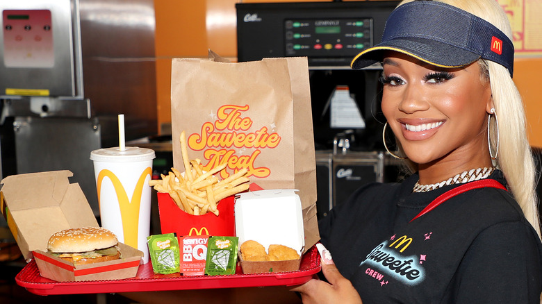 Saweetie serving the McDonald's Saweetie meal