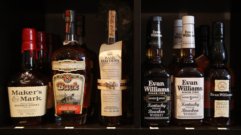 Different bottles of bourbon