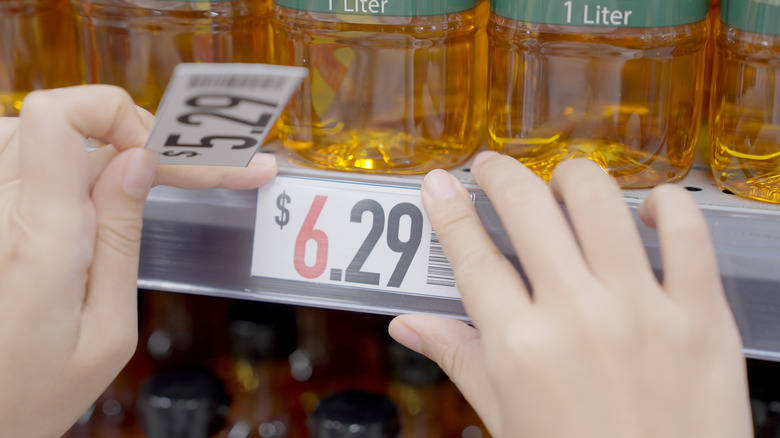 Person increasing price at store