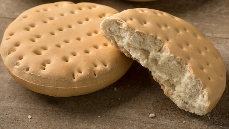 Hardtack biscuits on wood