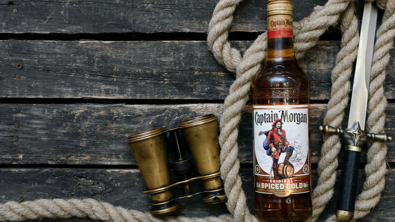 Captain Morgan bottle on deck