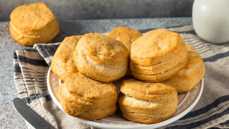 buttermilk biscuits on white plate