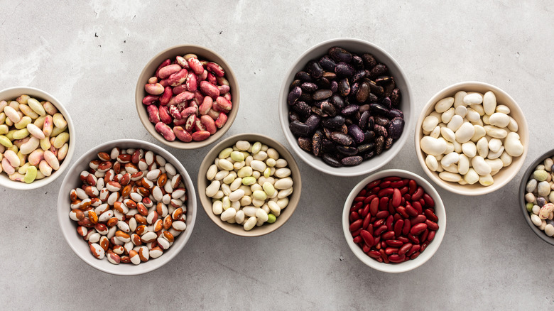 Bowls of different types of beans
