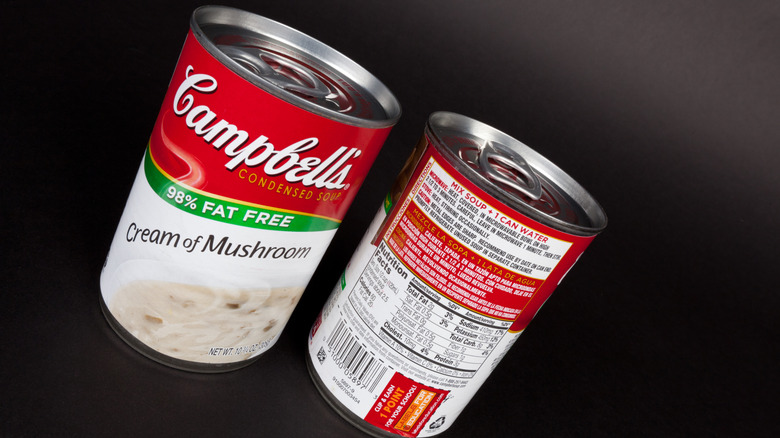 Cans of Campbell's cream of mushroom soup