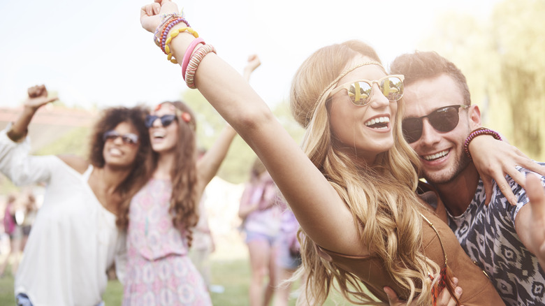 Festival attendees dance