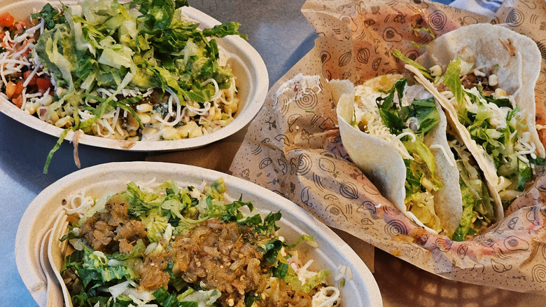 Chipotle burrito bowls and tacos