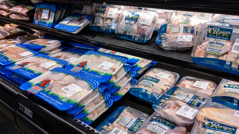 Organic, free-range chicken in the poultry section.
