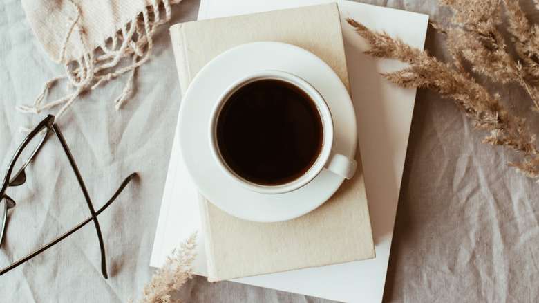 Hygge coffee and book display