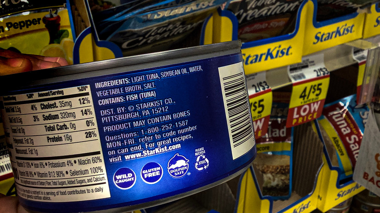 canned tuna with dolphin-safe label