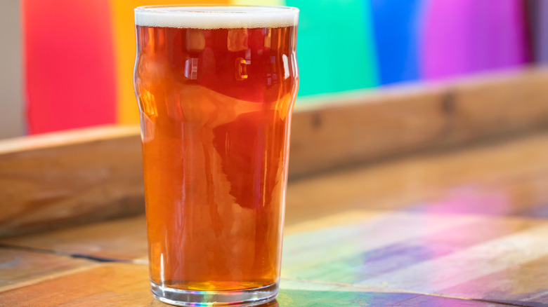 Nonic pint glass on bar