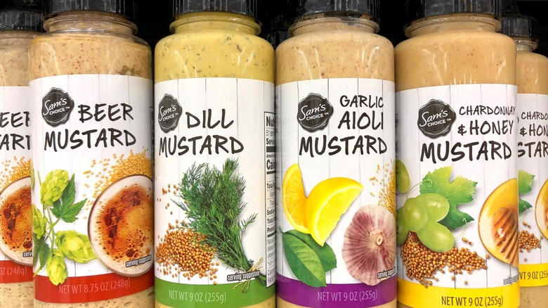 Sams Choice sauces lined up on shelf