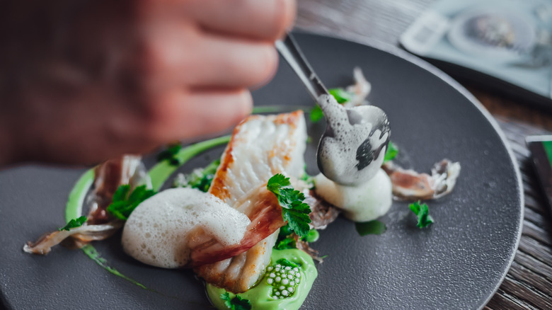 Plating at a Michelin star restaurant