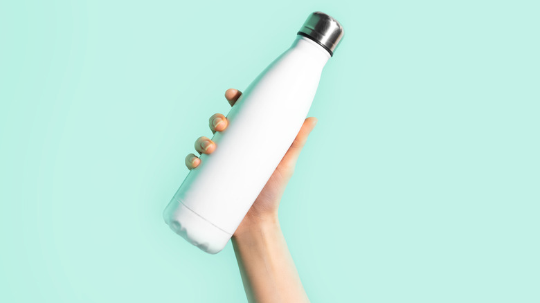 White reusable water bottle