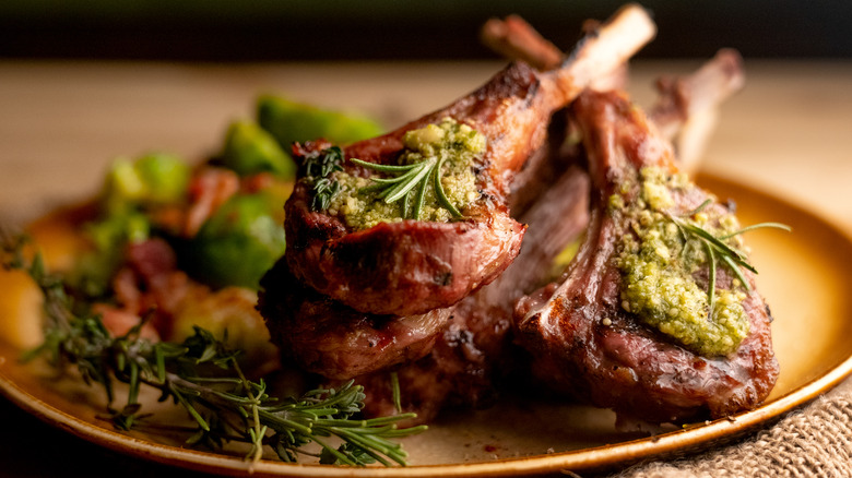 lamb chops on plate