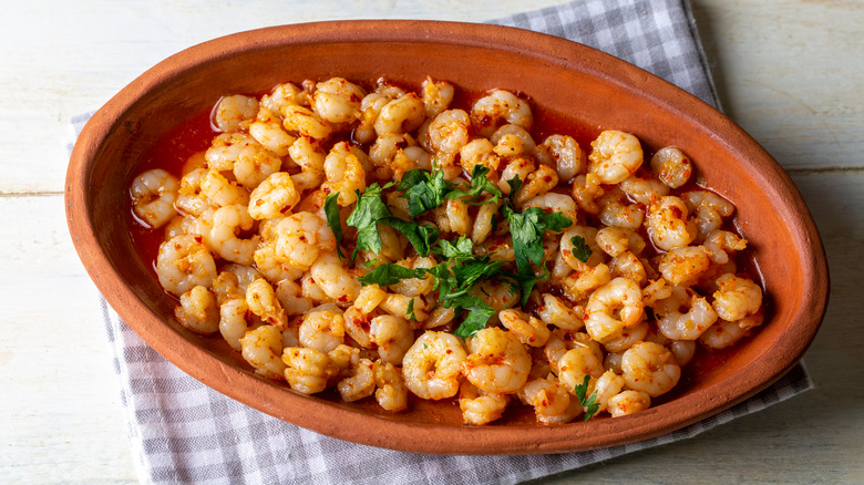 cooked baby shrimp in bowl