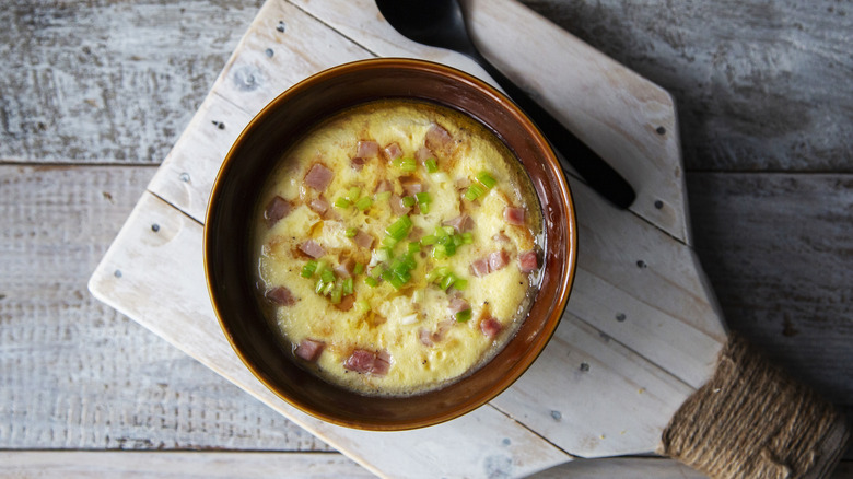 Chinese steamed eggs in bowl