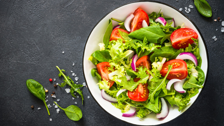 Spring greens in bowl 