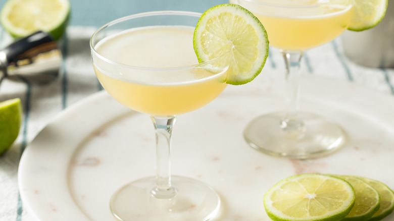 Gimlet with lime wheel