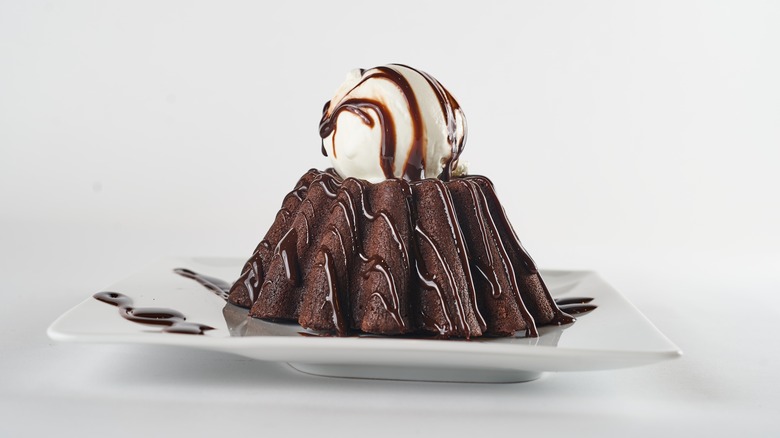 Chocolate cake with ice cream