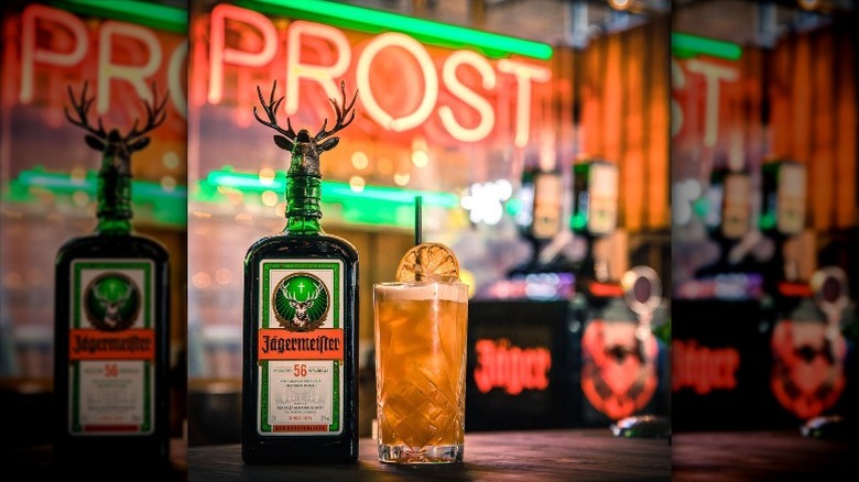 Jagermeister bottle and cocktail