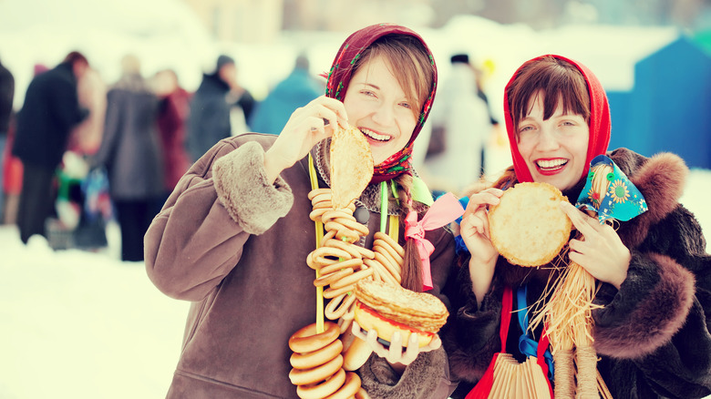 Russian women with blini