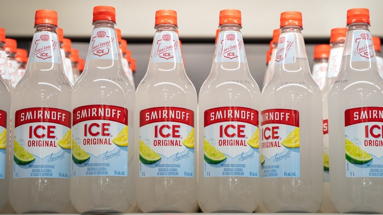 Bottles of Smirnoff Ice Original on a store shelf