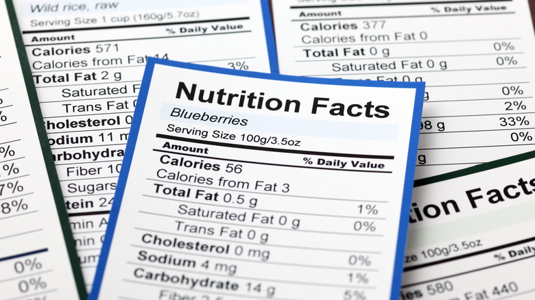 Nutrition fact labels