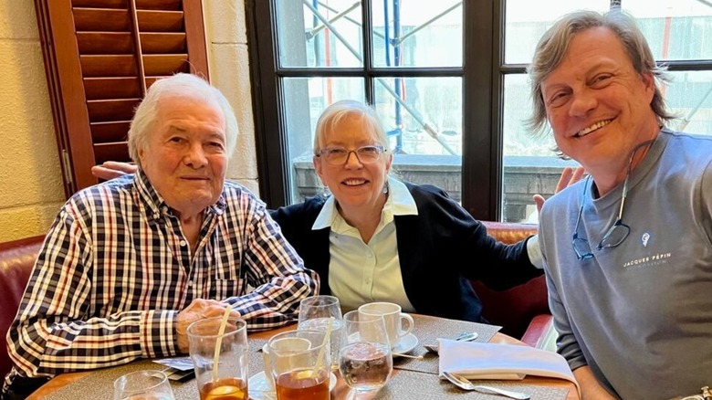 Sara Moulton with Jacques Pepin and Rollie Wesen