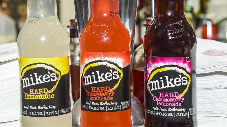 Mike's Hard Lemonade bottles on table